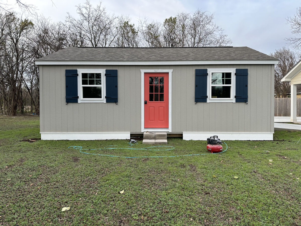 PVC boards used as skirting on backyard shed or workshop