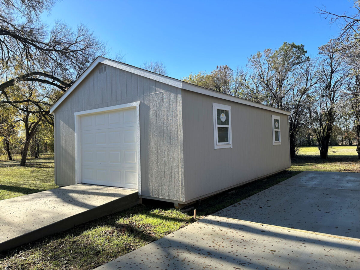 The back side of my new 18' x 27' shed workshop built in the back yard