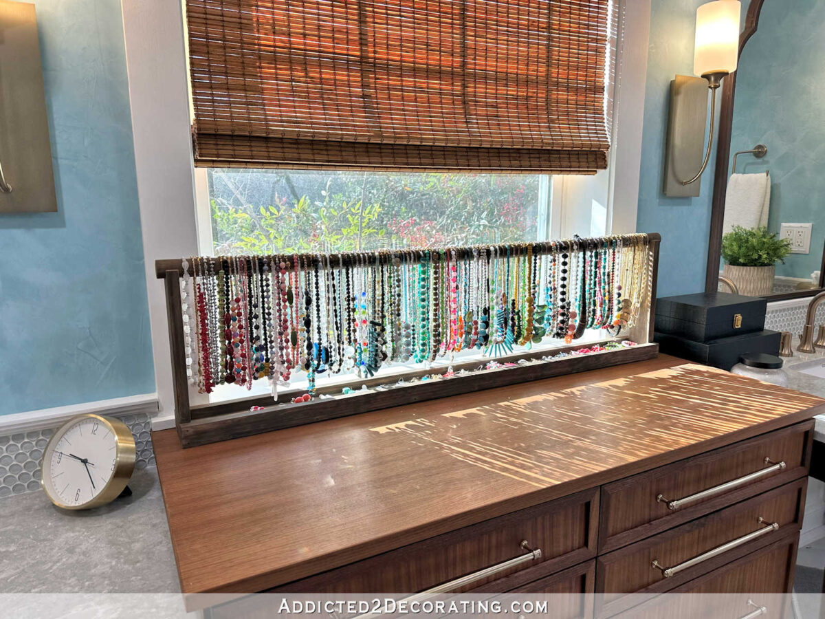 DIY countertop necklace organizer